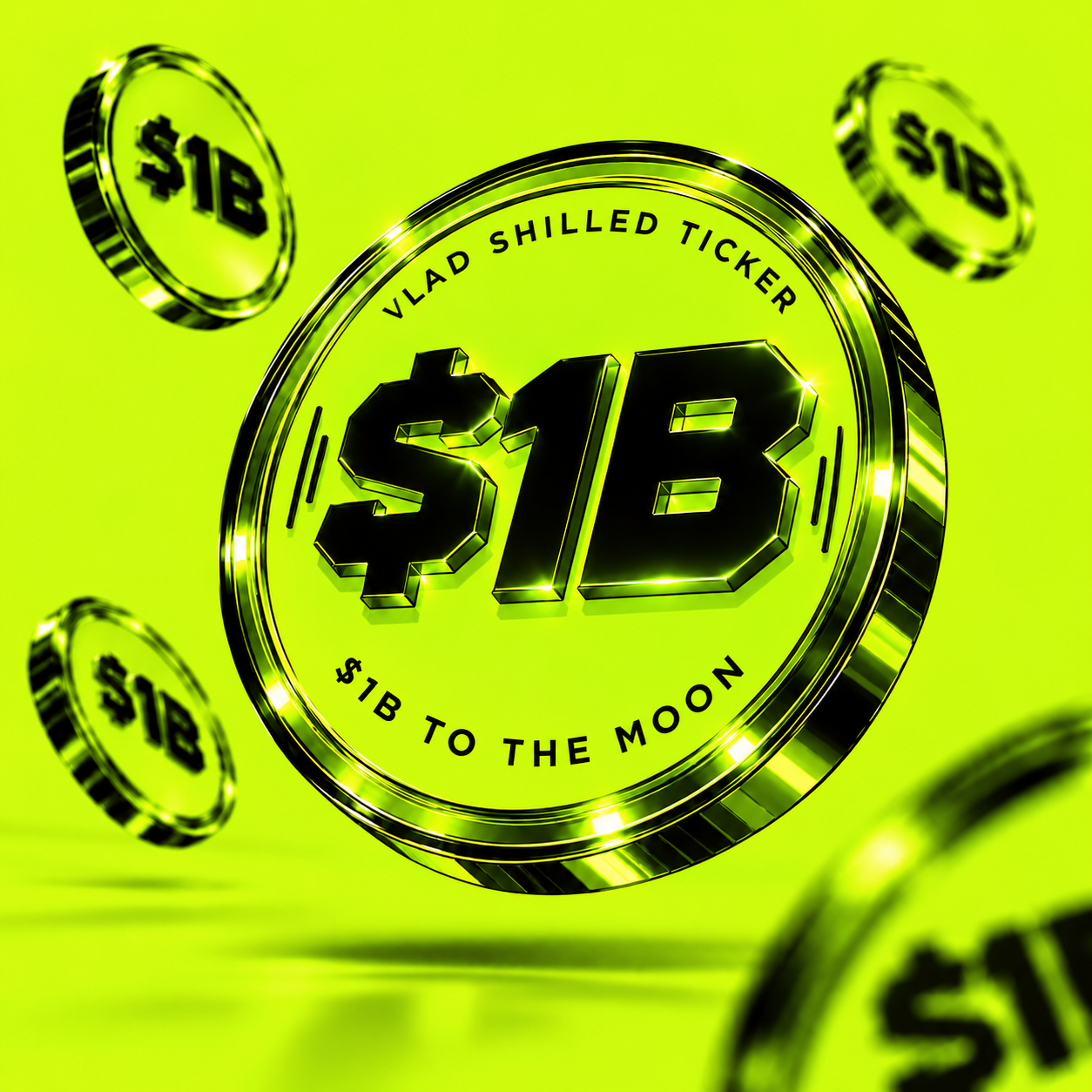 $1B coins floating on lime green